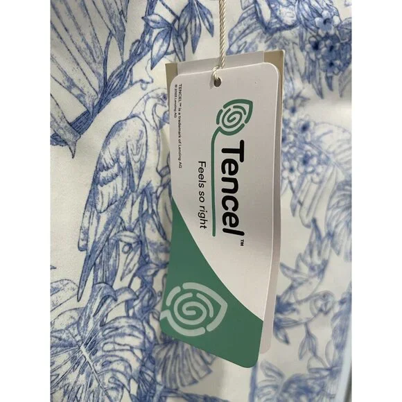 ELIE TAHARI Skinny Ankle Womens Pants White Blue Tropical Floral Bird Havana 10 - Picture 7 of 11